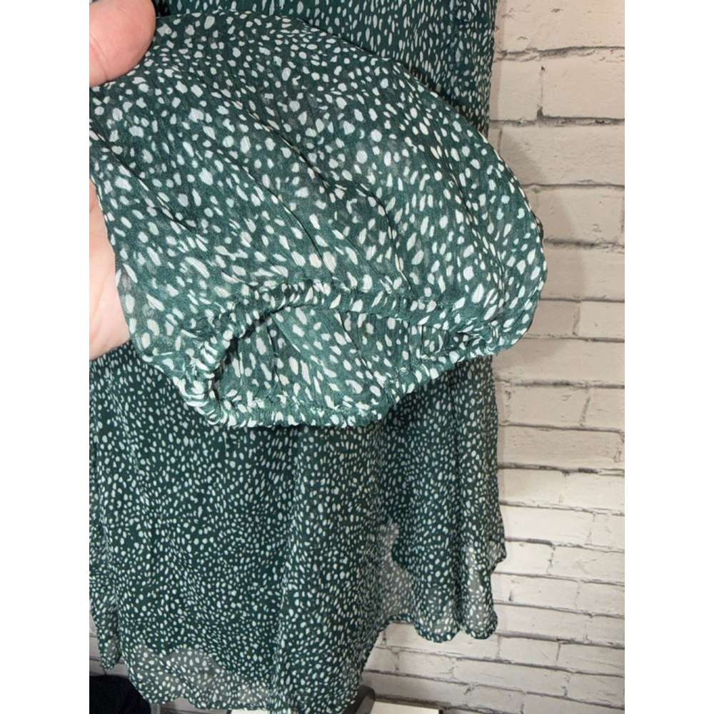 Joie Dress size XL Green & White Polka Dot Arctic Mid Balloon Sleeve Boho 90’s - Picture 9 of 14